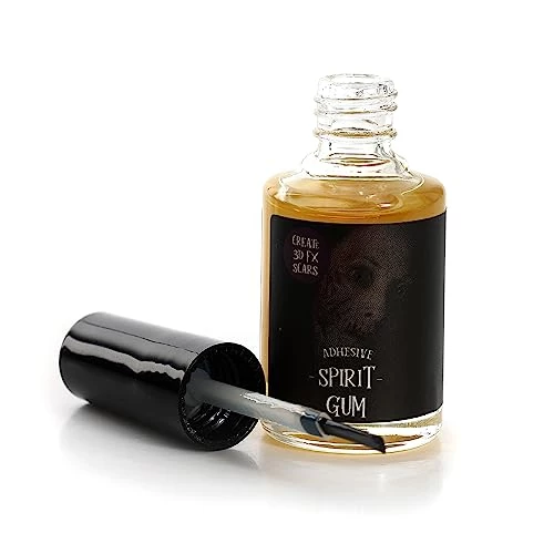 Adhesive Spirit Gum - 13ml Bottle Of Spirit Gum With Small Brush - Fake Scar FX Makeup Halloween Fancy Dress 1 Adhesive Spirit Gum - 13ml Bottle Of Spirit Gum With Small Brush - Fake Scar FX Makeup Halloween Fancy Dress