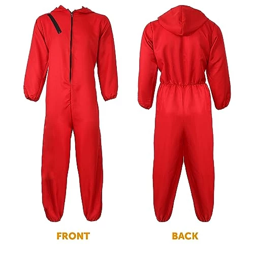 Adults Unisex Bank Robber Fancy Dress Costume - Red Jump Suit With Hood Costume - T.V. Show Fancy Dress 5 Adults Unisex Bank Robber Fancy Dress Costume - Red Jump Suit With Hood Costume - T.V. Show Fancy Dress - Image 5