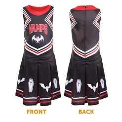 Girls Halloween Vampire Cheerleader - Black Cheerleader Dress With Black Pom Poms, Bloody Tights, Fake Blood And Facepaint -I Love Fancy Dress Ltd Shop 41JCDvgVh6L