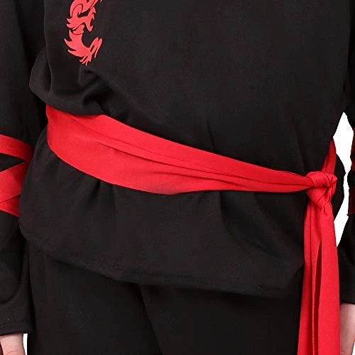 DRAGON NINJA COSTUME - BLACK AND RED NINJA SUIT WITH RED DRAGON SYMBOL + RED BANDANA - KIDS NINJA FANCY DRESS COSTUME 5 DRAGON NINJA COSTUME - BLACK AND RED NINJA SUIT WITH RED DRAGON SYMBOL + RED BANDANA - KIDS NINJA FANCY DRESS COSTUME - Image 5