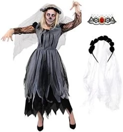 Ladies Ghost Bride Halloween Fancy Dress - Large - Black Corpse Bride Wedding Dress - Perfect For Halloween Or Any Fancy Dress Party 23 Ladies Ghost Bride Halloween Fancy Dress - Large - Black Corpse Bride Wedding Dress - Perfect For Halloween Or Any Fancy Dress Party -I Love Fancy Dress Ltd Shop 41KX8Ya9RUL. AC 4