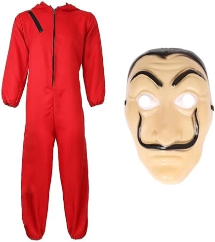 Adults Unisex Bank Robber Fancy Dress Costume - Red Jump Suit With Hood Costume - T.V. Show Fancy Dress 9 Adults Unisex Bank Robber Fancy Dress Costume - Red Jump Suit With Hood Costume - T.V. Show Fancy Dress - Image 9
