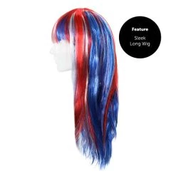 Childs Long Union Jack Wig - Pack Of 6 - Long Straight Union Jack Flag Wig - King's Coronation, VE Day, Queen's Jubilee, Street Party Fancy Dress Costume Accessory -I Love Fancy Dress Ltd Shop 41LqVHeyTML