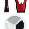 HALLOWEEN FANCY DRESS ACCESSORY SET VAMPIRE FANGS BLOOD OR FACEPAINT VAMP SET ONE SIZE (FANGS, BLOOD & WHITE FACEPAINT)