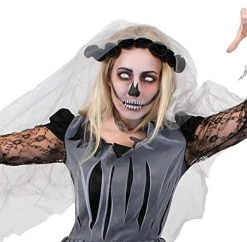 LADIES ZOMBIE GHOST BRIDE BLACK FANCY DRESS COSTUME SET - INCLUDES DRESS + FACEPAINT + FAKE BLOOD - IDEAL FOR HALLOWEEN, SCARY/HORROR DRESSUP, FANCY DRESS PARTIES IN SIZES S - XL -I Love Fancy Dress Ltd Shop 41MthbW3FLL