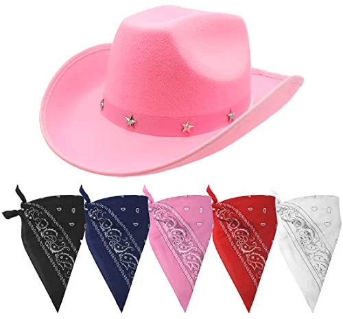 ILOVEFANCYDRESS COWBOY FANCY DRESS ACCESSORY SET COSTUME PINK COWBOY HAT WITH STAR STUDDED BAND & COLOURED PAISLEY BANDANA WILD WEST WESTERN SHERIFF BANDANA (PINK BANDANA) 4 ILOVEFANCYDRESS COWBOY FANCY DRESS ACCESSORY SET COSTUME PINK COWBOY HAT WITH STAR STUDDED BAND & COLOURED PAISLEY BANDANA WILD WEST WESTERN SHERIFF BANDANA (PINK BANDANA) - Image 4