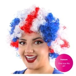 I LOVE FANCY DRESS Mens Union Jack Afro Wig - Curly Union Jack Afro Wig - VE Day, Queen's Jubilee, British Events - Pack Of 12 -I Love Fancy Dress Ltd Shop 41Nu8V2Ly2L