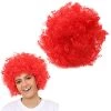 Adults Afro Wig - Pack Of 1 - Red Curly Afro Wig - St Georges Day Sports Supporters Football Rugby Charity Events Fancy Dress Costume Accessory