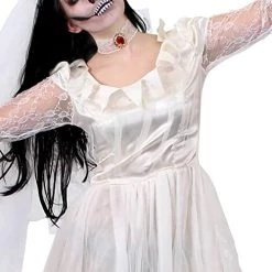 LADIES GHOST BRIDE FANCY DRESS COSTUME - HALLOWEEN CORPSE BRIDE COSTUME RAGGED WHITE WEDDING DRESS - PERFECT FOR HALLOWEEN OR HORROR THEMED PARTIES 10 LADIES GHOST BRIDE FANCY DRESS COSTUME - HALLOWEEN CORPSE BRIDE COSTUME RAGGED WHITE WEDDING DRESS - PERFECT FOR HALLOWEEN OR HORROR THEMED PARTIES -I Love Fancy Dress Ltd Shop 41OSNNfDuRL
