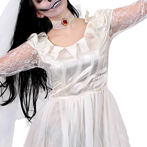 LADIES GHOST BRIDE FANCY DRESS COSTUME - HALLOWEEN CORPSE BRIDE COSTUME RAGGED WHITE WEDDING DRESS - PERFECT FOR HALLOWEEN OR HORROR THEMED PARTIES 3 LADIES GHOST BRIDE FANCY DRESS COSTUME - HALLOWEEN CORPSE BRIDE COSTUME RAGGED WHITE WEDDING DRESS - PERFECT FOR HALLOWEEN OR HORROR THEMED PARTIES - Image 3