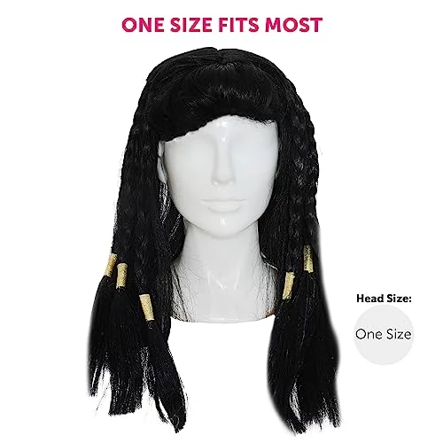 EGYPTIAN WIG WOMENS CLEOPATRA WIG FANCY DRESS ACCESSORY LADIES QUEEN OF THE NILE BLACK WIG WITH PLAITS AT THE FRONT AND THICK FRINGE 7 EGYPTIAN WIG WOMENS CLEOPATRA WIG FANCY DRESS ACCESSORY LADIES QUEEN OF THE NILE BLACK WIG WITH PLAITS AT THE FRONT AND THICK FRINGE - Image 7