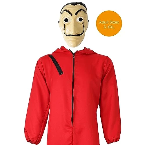 Adults Unisex Bank Robber Fancy Dress Costume - Red Jump Suit With Hood Costume - T.V. Show Fancy Dress 7 Adults Unisex Bank Robber Fancy Dress Costume - Red Jump Suit With Hood Costume - T.V. Show Fancy Dress - Image 7