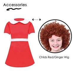 Girls Little Orphan Girl Fancy Dress Costume - Red Dress With Ginger Curly Afro Wig Book Week Costume Musical Character -I Love Fancy Dress Ltd Shop 41OsiPLHvUL