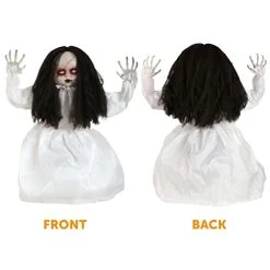 Animatronic Large Doll In White Dress 82cm 32" Halloween Decoration - Red Light Up Eyes & Sound Effects - Jumps And Says Boo! - Halloween Props - Pack Of 1 -I Love Fancy Dress Ltd Shop 41Ov81mmPnL