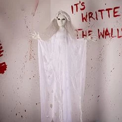 I LOVE FANCY DRESS Animatronic Hanging Shaking Bride 120cm 47" Halloween Decoration - Red Light Up Eyes & Sound Effects - Eerie Noises - Halloween Props - Pack Of 1 -I Love Fancy Dress Ltd Shop 41PyzwdkUXL