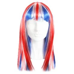 Childs Long Union Jack Wig - Pack Of 6 - Long Straight Union Jack Flag Wig - King's Coronation, VE Day, Queen's Jubilee, Street Party Fancy Dress Costume Accessory