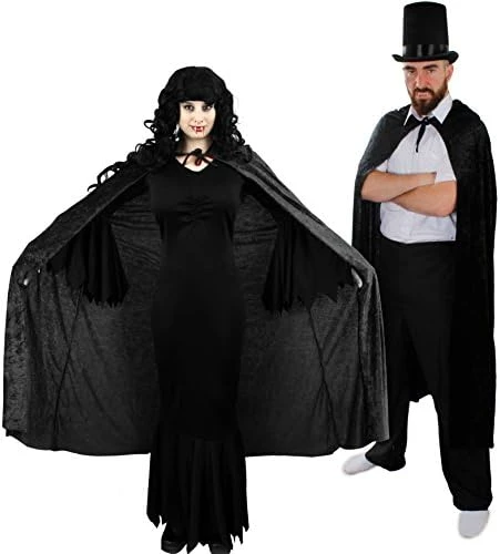 COUPLES VAMPIRE + VAMPIRESS HALLOWEEN FANCY DRESS COSTUME SET - LADIES LONG BLACK GOTHIC DRESS & HOODED VELOUR CAPE | TOP HAT + RED CAPE | 2x VAMPIRE FANGS, 2x FACEPAINT, 2x FAKE BLOOD – M 7 COUPLES VAMPIRE + VAMPIRESS HALLOWEEN FANCY DRESS COSTUME SET - LADIES LONG BLACK GOTHIC DRESS & HOODED VELOUR CAPE | TOP HAT + RED CAPE | 2x VAMPIRE FANGS, 2x FACEPAINT, 2x FAKE BLOOD – M - Image 7