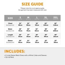 Ladies Gothic Manor Daughter Fancy Dress Costume - Adult's Wednesday Halloween Costume - Long Black Dress With White Collar & Cuffs -I Love Fancy Dress Ltd Shop 41VaN 6BeL