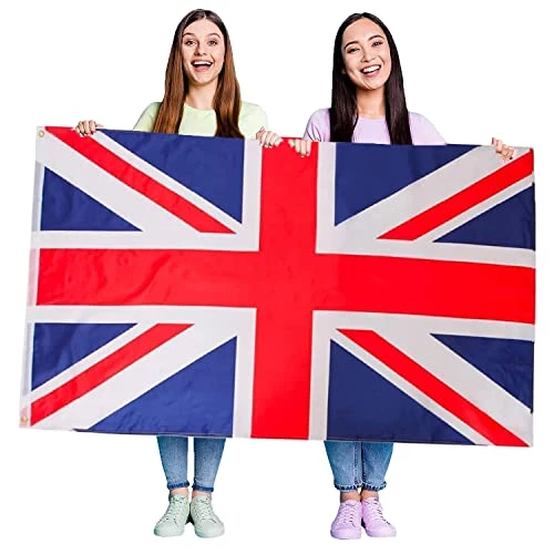 Union Jack Flag - 5ft X 3ft - Pack Of 2 - Large Great Britain Flag With Eyelets - King's Coronation, VE Day, Street Parties, Sporting Events Decoration 2 Union Jack Flag - 5ft X 3ft - Pack Of 2 - Large Great Britain Flag With Eyelets - King's Coronation, VE Day, Street Parties, Sporting Events Decoration - Image 2