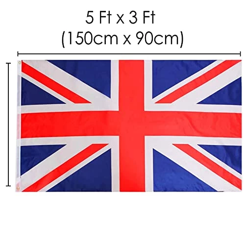 I LOVE FANCY DRESS Union Jack Flag Bunting & Large Union Jack Flag - British Flag Bunting, Union Jack Large Flags 5FT X 3FT, British Hats – VE Day, Queens Jubilee, Britain Celebrations – Pack Of 3 4 I LOVE FANCY DRESS Union Jack Flag Bunting & Large Union Jack Flag - British Flag Bunting, Union Jack Large Flags 5FT X 3FT, British Hats – VE Day, Queens Jubilee, Britain Celebrations – Pack Of 3 - Image 4
