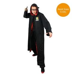 Adults Wizard Costume - XX-Large - Black Robe With Wizard School Crest, Round Glasses And Branch Wand - Adults TV Film Book Week Halloween Fancy Dress Costume -I Love Fancy Dress Ltd Shop 41XtAonw7wL