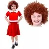 Girls Little Orphan Girl Fancy Dress Costume - Red Dress With Ginger Curly Afro Wig Book Week Costume Musical Character