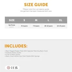 Childs Grim Reaper Halloween Fancy Dress Costume Set - Black Robe + 134 Cm Scythe + Gloves - Boys Death Reaper Set -I Love Fancy Dress Ltd Shop 41Y7l 9PCL