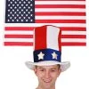 AMERICAN FLAG & HAT FANCY DRESS ACCESSORY SET. 3X5FT FLAG + UNCLE SAM HAT. INDEPENDENCE DAY USA SUPPORTERS FLAG & HAT FANCY DRESS ACCESSORY SET SOCCER FOOTBALL FLAG