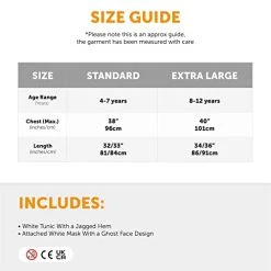 Childs Halloween Ghost Costume - White Jagged Edge Tunic With Attached Ghost Mask - Kids Friendly Ghost Halloween Fancy Dress Costume 11 Childs Halloween Ghost Costume - White Jagged Edge Tunic With Attached Ghost Mask - Kids Friendly Ghost Halloween Fancy Dress Costume -I Love Fancy Dress Ltd Shop 41ZKTrXMotL