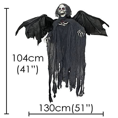I LOVE FANCY DRESS Grim Reaper Halloween Prop Animated Decoration With Wings - Red Light Up Eyes & Sound Effects - Eerie Reaper With Motorised Wings And Head - Halloween Props - Pack Of 3 2 I LOVE FANCY DRESS Grim Reaper Halloween Prop Animated Decoration With Wings - Red Light Up Eyes & Sound Effects - Eerie Reaper With Motorised Wings And Head - Halloween Props - Pack Of 3 - Image 2