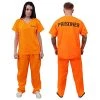 Adults Unisex Prisoners Costume - Orange Prisoner Top, Matching Orange Trousers - Cops & Robbers, Halloween Fancy Dress