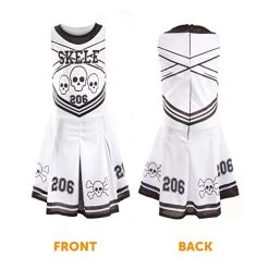 Girls Halloween Skeleton Cheerleader - Black/White Cheerleader Dress With Red Pom Poms, Bloody Tights, Fake Blood And Facepaint -I Love Fancy Dress Ltd Shop 41bPbTDzXUL