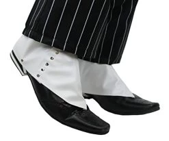 Adults Deluxe Gangster Costume – Small - Black And White Gangster Pinstripe Suit Jacket And Trousers, Black Fedora, Inflatable Tommy Gun, Braces, Fake Cigar, Spats Shoe Covers, Spiv Tash, Black Tie – 1920's Fancy Dress Costume -I Love Fancy Dress Ltd Shop 41dT19P8OIL