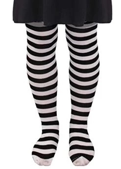 Girls Gothic Schoolgirl Fancy Dress Costume - Wednesday Halloween Costume - Long Black Collared Dress + Striped Tights -I Love Fancy Dress Ltd Shop 41dlukaSXcL