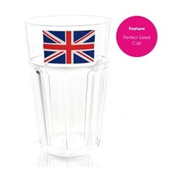 I LOVE FANCY DRESS Union Jack Tumblers - Pack Of 24 - Clear Plastic Tumbler Cups With Union Jack Flag Print - King's Coronation Jubilee Street Party Tableware -I Love Fancy Dress Ltd Shop 41fasyPbML