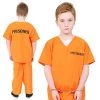 CHILDRENS PRISONER CONVICT COSTUME - KIDS UNISEX ORANGE CONVICT FANCY DRESS COSTUME INCLUDING TOP AND TROUSERS FOR BOYS & GIRLS