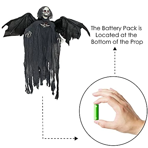 I LOVE FANCY DRESS Grim Reaper Halloween Prop Animated Decoration With Wings - Red Light Up Eyes & Sound Effects - Eerie Reaper With Motorised Wings And Head - Halloween Props - Pack Of 3 5 I LOVE FANCY DRESS Grim Reaper Halloween Prop Animated Decoration With Wings - Red Light Up Eyes & Sound Effects - Eerie Reaper With Motorised Wings And Head - Halloween Props - Pack Of 3 - Image 5