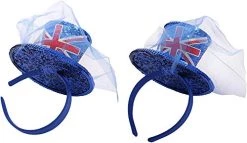 I LOVE FANCY DRESS 1X RULE BRITANNIA UNION JACK MINI TOP HAT FASCINATOR WITH VEIL - TOP HAT ON HEADBAND -I Love Fancy Dress Ltd Shop 41hdLAMVoKL