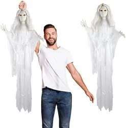 I LOVE FANCY DRESS Animatronic Hanging Shaking Bride 120cm 47" Halloween Decoration - Red Light Up Eyes & Sound Effects - Eerie Noises - Halloween Props - Pack Of 1 -I Love Fancy Dress Ltd Shop 41heup8vR6L. AC
