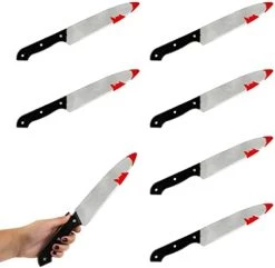 Halloween Knife Prop - Pack Of 1-30cm Long Fake Bloody Knife With Black Handle - Halloween Slasher Bloody Knife Fancy Dress Prop Accessory -I Love Fancy Dress Ltd Shop 41hiUKB9hfL. AC