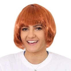 Adults Orange Thick Quality Bob Wig - 20s Style Short Wig - Perfect For World Book Day Halloween St Andrews Day And Other Fancy Dress Events Party Cosplay
