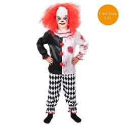 Kids Scary Clown Costume Halloween Fancy Dress - Childrens Clown Top And Harlequin Trousers (Small - X-Large) -I Love Fancy Dress Ltd Shop 41lYar2KbAL