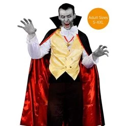 ADULTS VAMPIRE COUNT DRACULA FANCY DRESS COSTUME - VAMPIRE FANCY DRESS COSTUME WITH SHIRT/WAISTCOAT, MEDAL, BOWTIE & CAPE - PERFECT VAMPIRE HALLOWEEN COSTUME - AVAILABLE IN 5 SIZES: SMALL, MEDIUM, LARGE, XLARGE, XXLARGE -I Love Fancy Dress Ltd Shop 41md36TXL