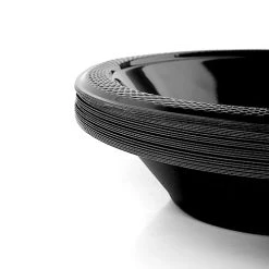 I LOVE FANCY DRESS Pack Of 25 Black Bowls - 7"/18cm Large Re-Usable Plastic Bowls - Bright Colourful Party Tableware Set -I Love Fancy Dress Ltd Shop 41mfrmlYztL