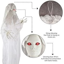 I LOVE FANCY DRESS Animatronic Hanging Shaking Bride 120cm 47" Halloween Decoration - Red Light Up Eyes & Sound Effects - Eerie Noises - Halloween Props - Pack Of 1 -I Love Fancy Dress Ltd Shop 41miD17Wz2L