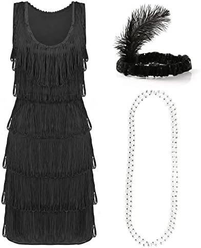 Deluxe Flapper Dress -Ladies Deluxe Flapper Costume With Matching Sequin Headband, And Silver Pearl Necklace - 1920's Party Dress 7 Deluxe Flapper Dress -Ladies Deluxe Flapper Costume With Matching Sequin Headband, And Silver Pearl Necklace - 1920's Party Dress - Image 7