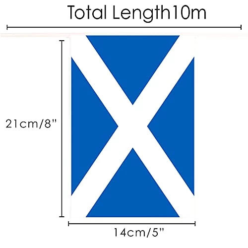 Scotland Flag Bunting - 10m 33ft - 24 Flag - Plastic All Weather Scottish Bunting Decoration For Indoor Outdoor Sporting Events, Street Parties, Festivals And Celebrations 2 Scotland Flag Bunting - 10m 33ft - 24 Flag - Plastic All Weather Scottish Bunting Decoration For Indoor Outdoor Sporting Events, Street Parties, Festivals And Celebrations - Image 2
