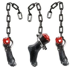 I LOVE FANCY DRESS Chained Severed Foot Halloween Prop Decoration - 74cm 29 Inch - Creepy - Halloween Props - Pack Of 3