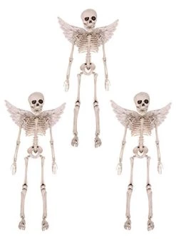 I LOVE FANCY DRESS Hanging Angel Skeleton Halloween Prop - 50 Cm/20" Tall Halloween Party Prop With Wings - Scary Winged Angel Indoor And Outdoor Decoration - Pack Of 3