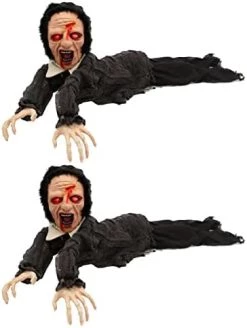 I LOVE FANCY DRESS Animatronic Crawling Zombie Halloween Decoration - Red Light Up Eyes & Sound Effects - Wailing Zombie Prop With Motorised Arms - Halloween Props - Pack Of 1 -I Love Fancy Dress Ltd Shop 41rs7R1bxjL. AC